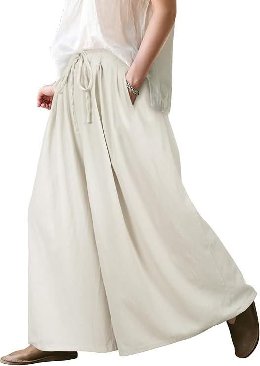 UQJE Women's Wide Leg Baggy Jeans Plus Size Loose Elastic Waist Denim Pants with Deep Pockets Lig... | Amazon (US)