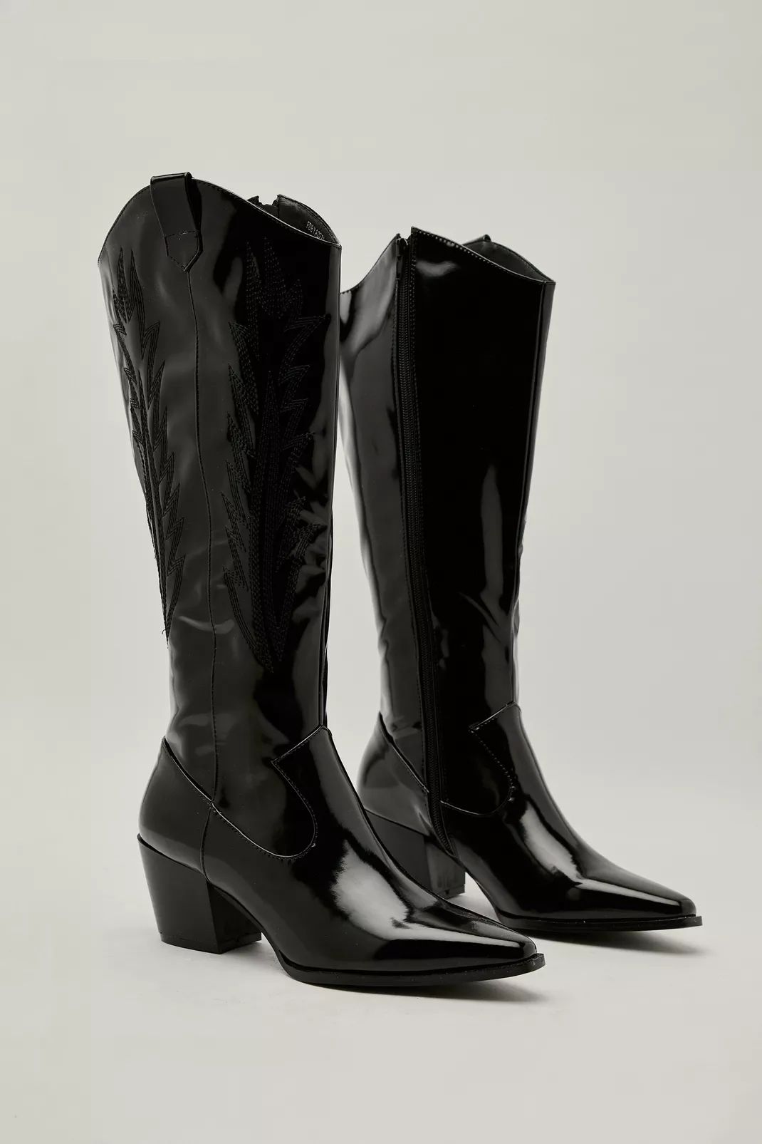 Faux Leather Knee High Cowboy Boots | Nasty Gal (US)