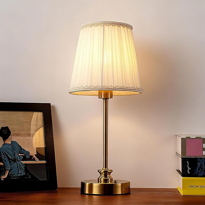 Cordless Rechargeable Table Lamp - Cream Fabric Shade, Vintage Gold LED Lamp with 5400mAh Battery, Dimmable 3 Brightness Modes, Portable for Dining Room Bedroom Entryway | Amazon (CA)