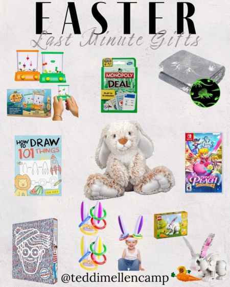 Grab these last-minute Easter basket stuffer the kiddos will love! 

Where’s Waldo - Nintendo switch game - legos - blanket - stuffed bunny - ring toss - monopoly card game 

#LTKSeasonal #LTKfamily #LTKkids