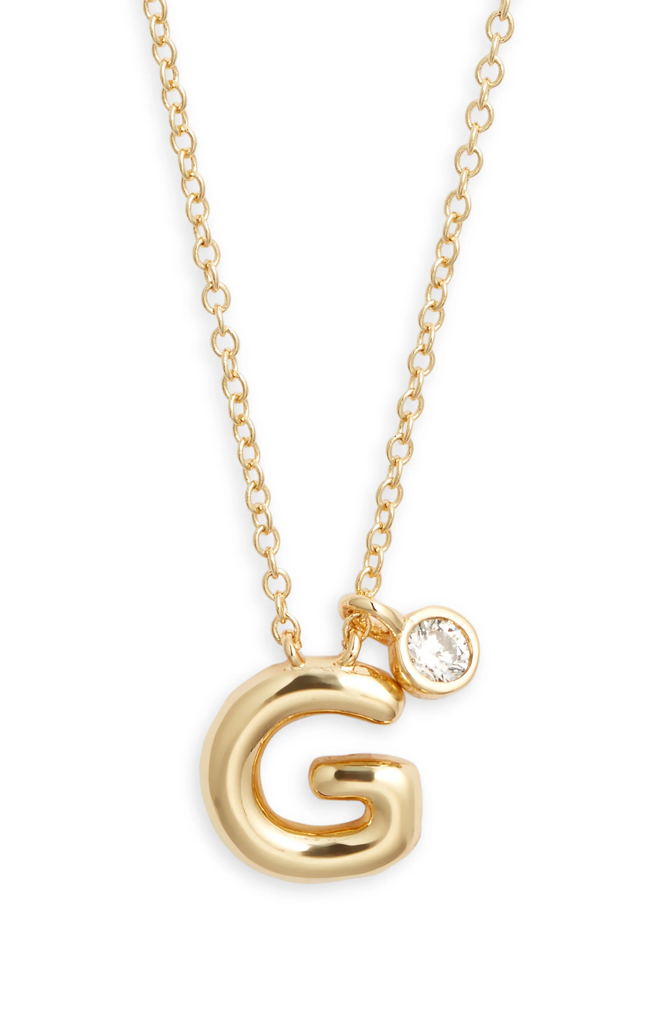 Chelsea28 Goldtone Initial Pendant Necklace in T- Clear- Gold at Nordstrom | Nordstrom
