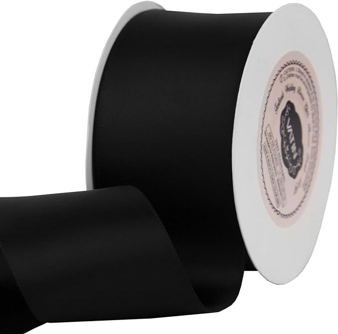 VATIN 2 inches Solid Black Double Faced Polyester Satin Ribbon for Craft, Gift Wrapping, Hair Bow... | Amazon (US)