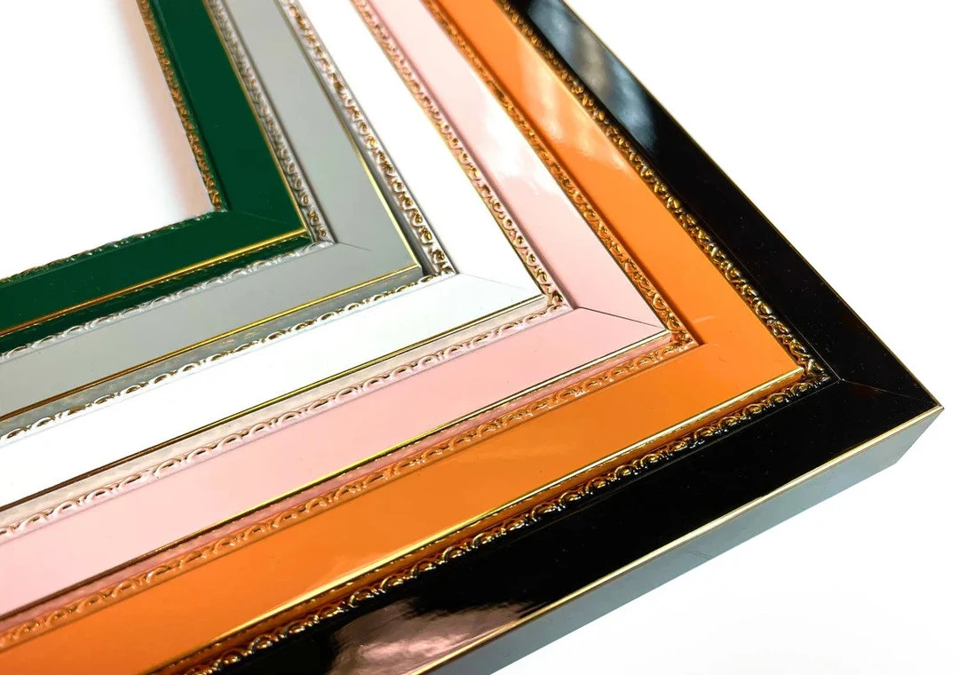 Mid Century Vintage Style Glossy Lacquer Colored Picture Frames Black Pink White Orange Green Gre... | Etsy (US)