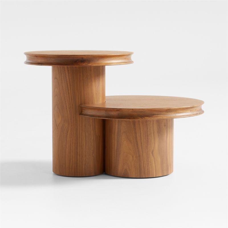 Oro Natural Walnut Wood Tiered Side Table | Crate & Barrel | Crate & Barrel