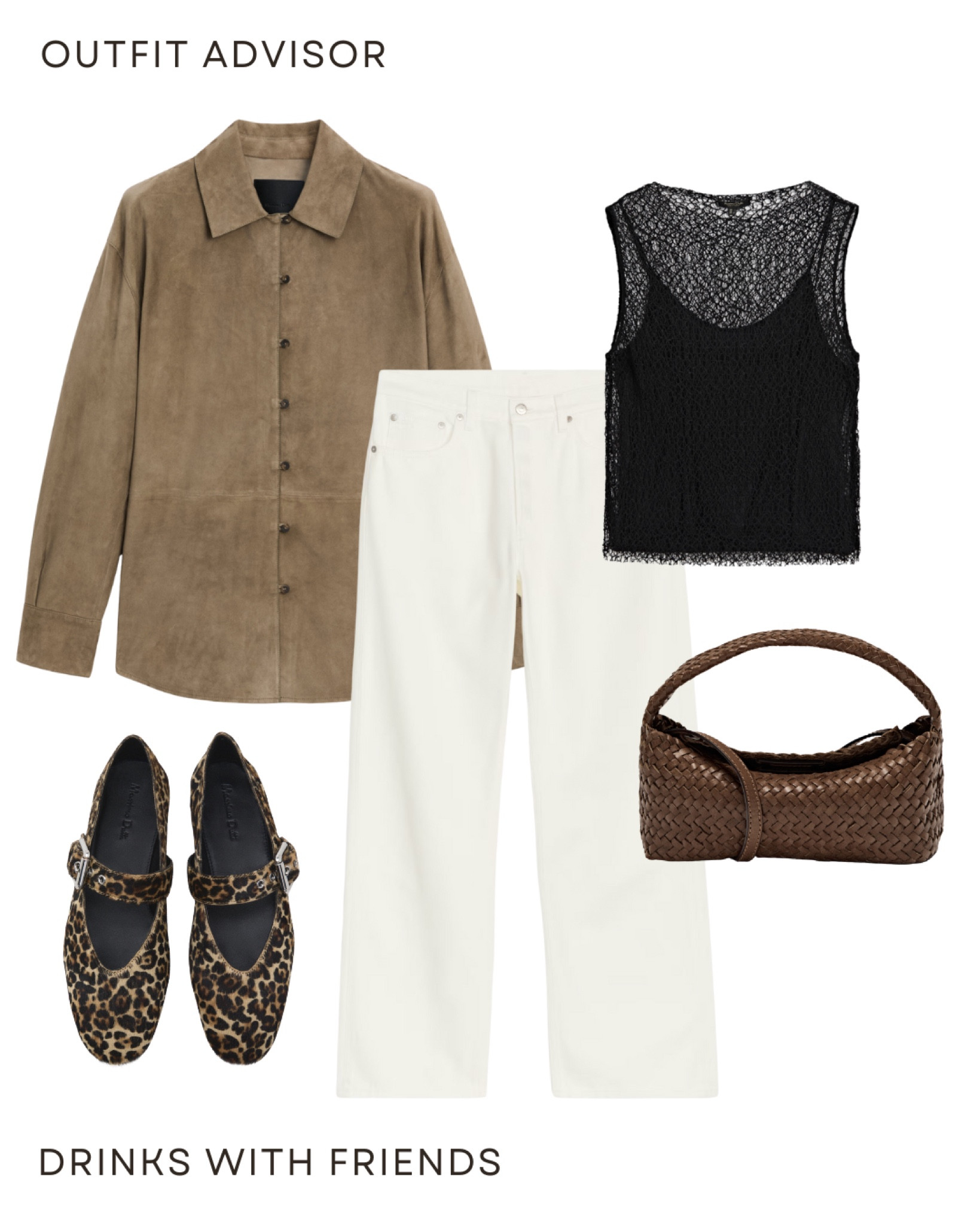 Casual autumn outfit inspiration: a brown suede jacket, black tank top, white jeans, cheetah print flats and brown bag

#LTKautumn #LTKstyletip #LTKworkwear