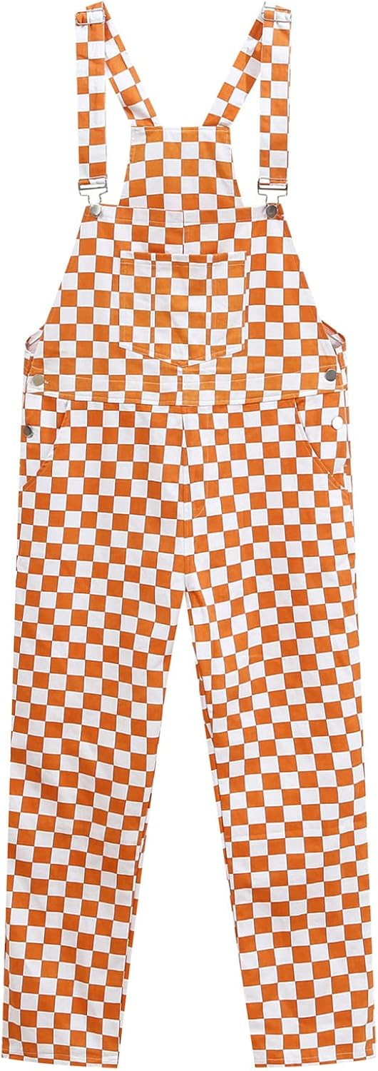 GEZOUR Women's Classic Checkerboard Bib Overalls - Black & White Plaid | Amazon (US)