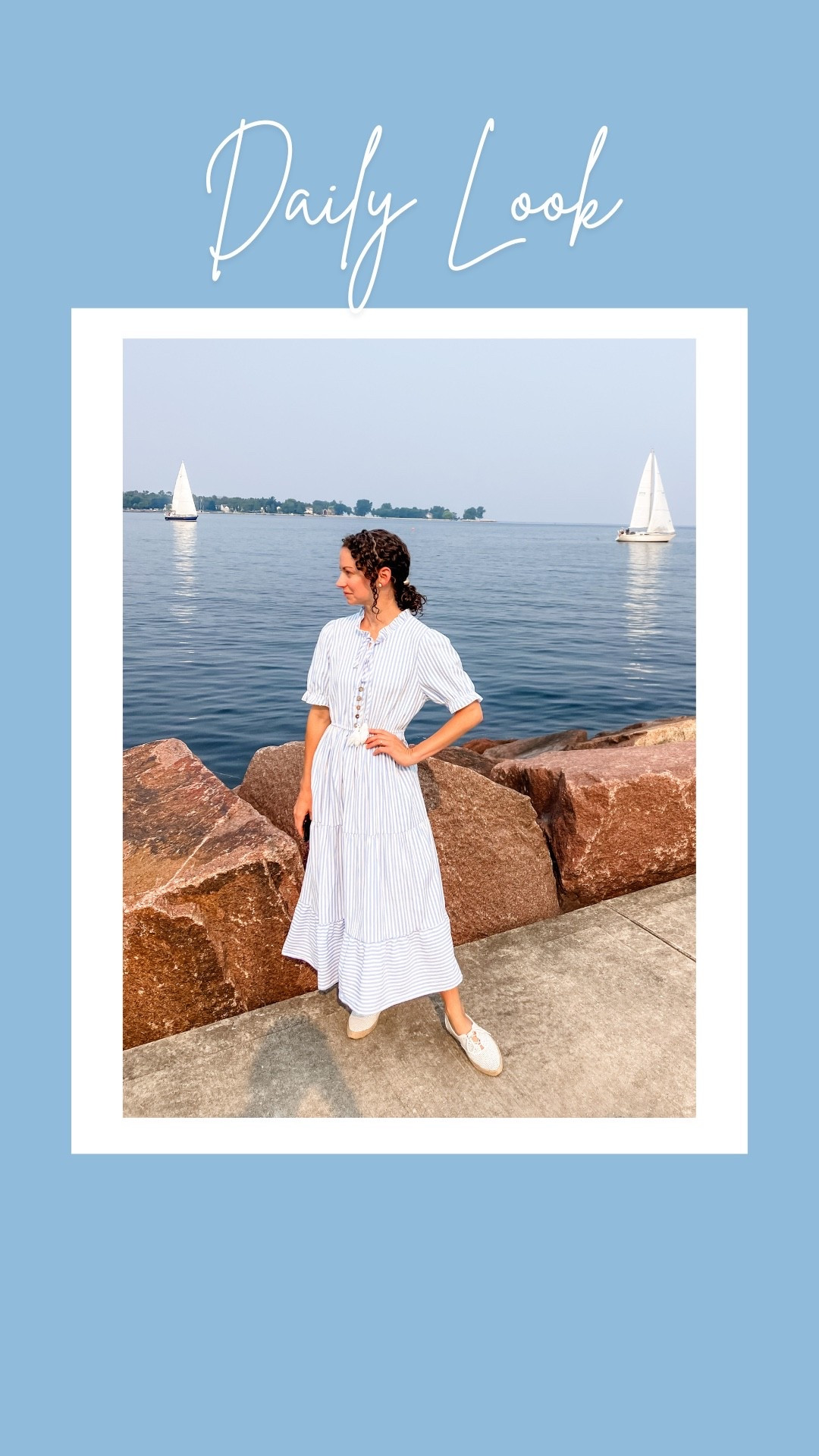 Blue and white summer dress!
Petite outfit. Preppy outfit. Nautical outfit. Modest dress  

#LTKSaleAlert #LTKFindsUnder50 #LTKOver40