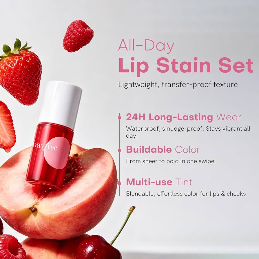 bayfree Lip Tint Stain Set, Lip Stain Long Lasting Waterproof, Lightweight, Non-sticky, Transfer-... | Amazon (UK)