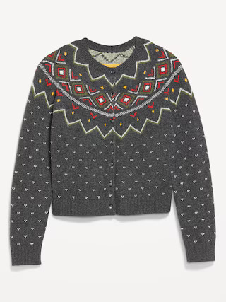 SoSoft Cropped Fair Isle Cardigan Sweater | Old Navy (US)