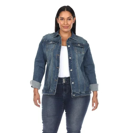 White Mark Women's Plus Size Classic Denim Jacket | Walmart (US)