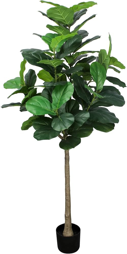 Yepdin Artificial Fiddle Leaf Fig Tree 5.6 Ft with Plastic Pot Artificial Tree,Ficus Lyrata Faux ... | Amazon (US)