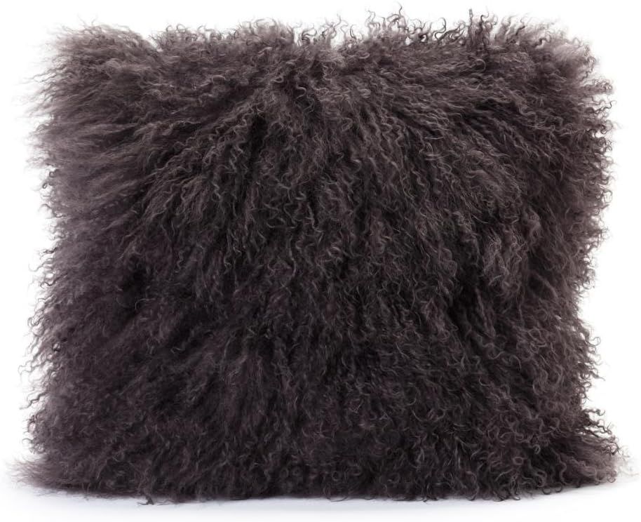 Moe's Home Collection Square Lamb Fur Pillow, 16 x 16", Grey | Amazon (US)