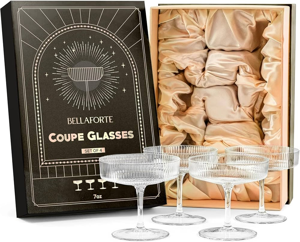 BELLAFORTE Champagne Coupe Glasses, Espresso Martini Glasses | Set of 4 | 7 oz Classic Cocktail G... | Amazon (US)