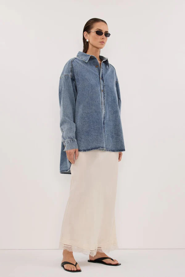 ASHTON CLASSIC BLUE OVERSIZED DENIM SHIRT | DISSH