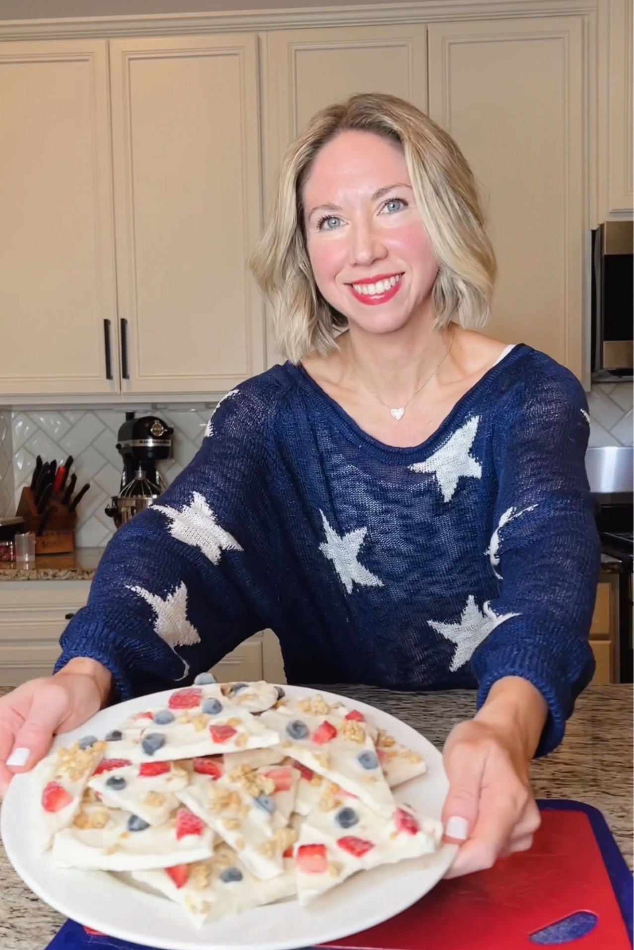 
4th of July Outfit - star sweater and jeans; sized up to a medium in the sweater for an oversized fit - you can wear off one shoulder if you want. 


#ltkhome #ltkparties #ltkfindsunder50
Sweater is lightweight and perfect for summer - it’s slightly see through so I’d wear a tank top or sports bra which I’m wearing in the video. 

Star sweater comes in lots of colors - a festive touch for the 4th of July!

Pair with white jeans or denim shorts,  sandals and statement earrings to complete the look.

#LTKSummerSales #LTKSeasonal #LTKxNSale