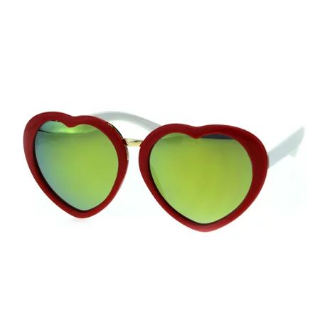 Kids Child Size Girls Color Mirror Plastic Heart Shape Love Valentine Sunglasses Red Yellow | Walmart (US)