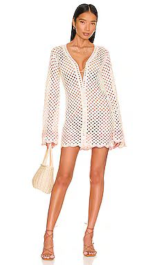 LPA Lanita Crochet Mini Dress in Ivory & Blush from Revolve.com | Revolve Clothing (Global)