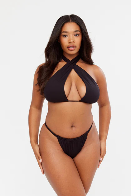 SIENNA HIGH LEG RUCHED BIKINI BOTTOM - BLACK | TALA (UK)