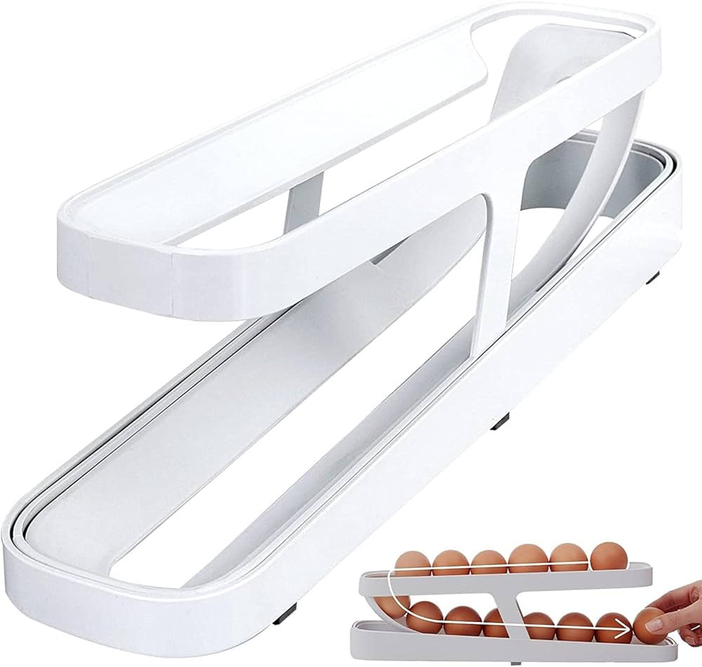 Egg Holder for Refrigerator, Egg Holder - Automatically Rolling Egg Storage Container, 2 Tier Rol... | Amazon (US)