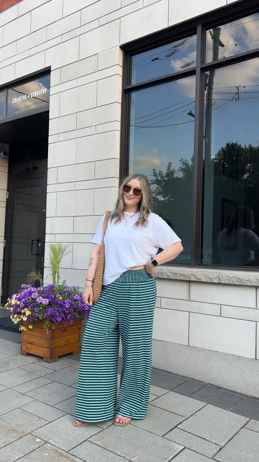 Comfy summer ootd! Wearing my usual size L in the fun striped pants. Linked this year’s version of my white tee. I’m a 9.5-10 shoe and wear a 10 in the Crocs sandals (Canadian crocs link under “similar products”)

#LTKmidsize #LTKsummer #LTKstyletip