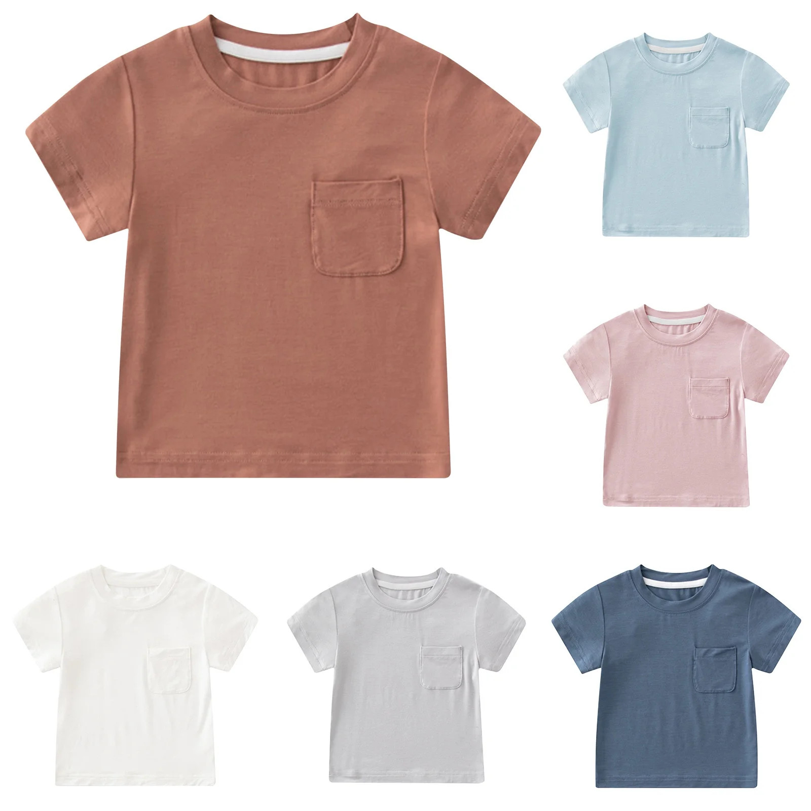 Ahuyic Summer Toddler Kids' Casual Blouse, Solid Color Loose Short Sleeve Top For Girls And Boys,... | Walmart (US)