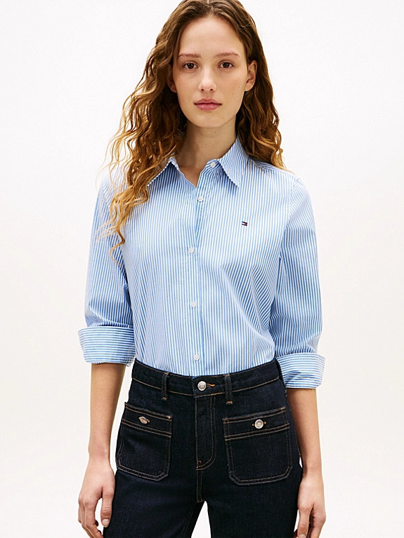 Regular Fit Flag Embroidery Poplin Shirt | Tommy Hilfiger UK