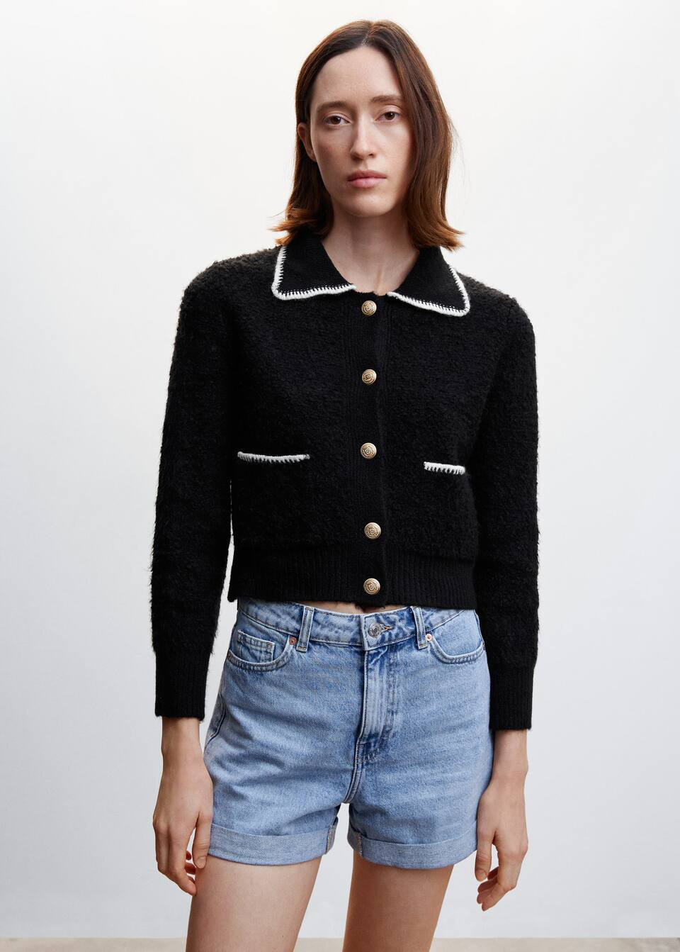 Contrast trims cardigan | MANGO (US)