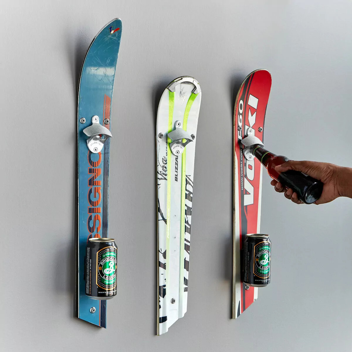 Relive today's powder turns tonight as you uncap a brew on Michael Bellino's upcycled ski bottle ... | UncommonGoods