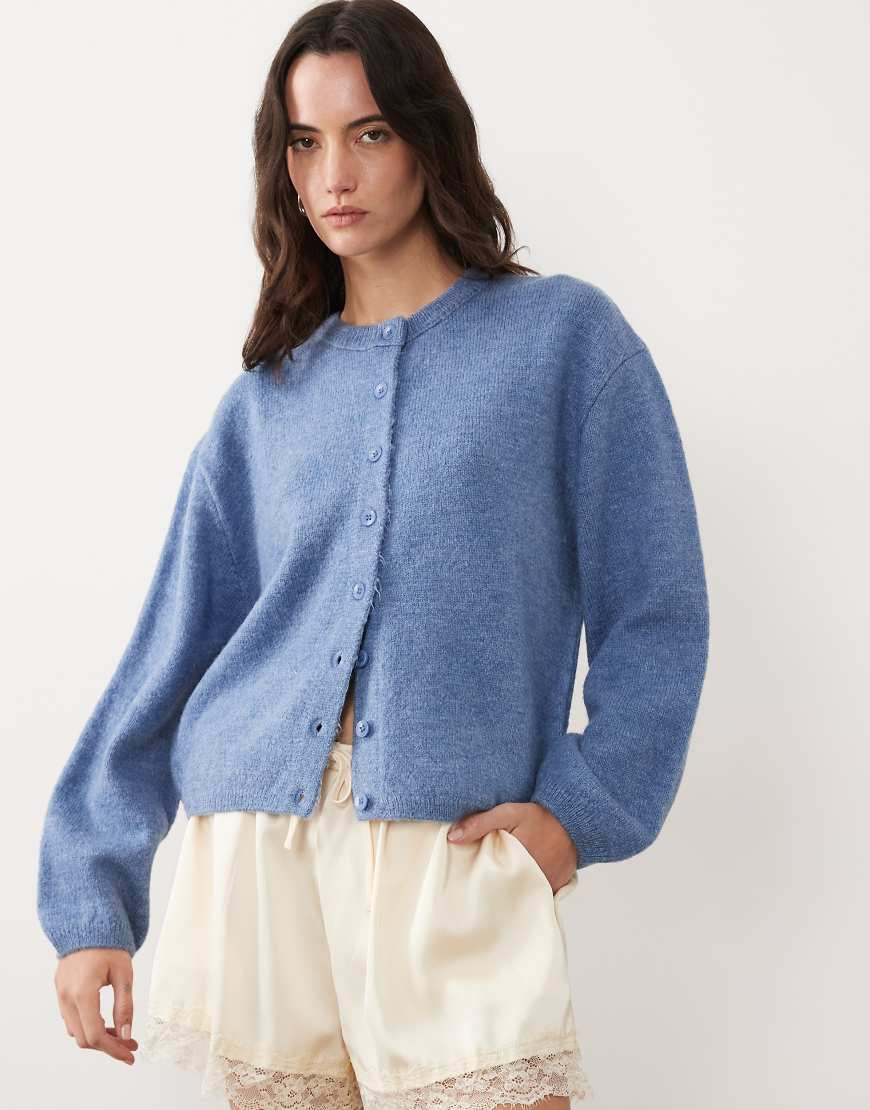 ASOS DESIGN lightweight relaxed cardigan in blue | ASOS (Global)