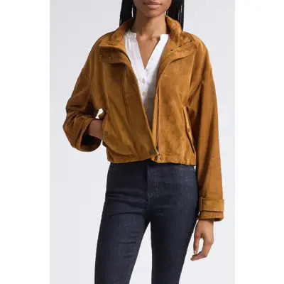 Veronica Beard Bateman Suede Jacket in Acorn at Nordstrom, Size Large | Nordstrom