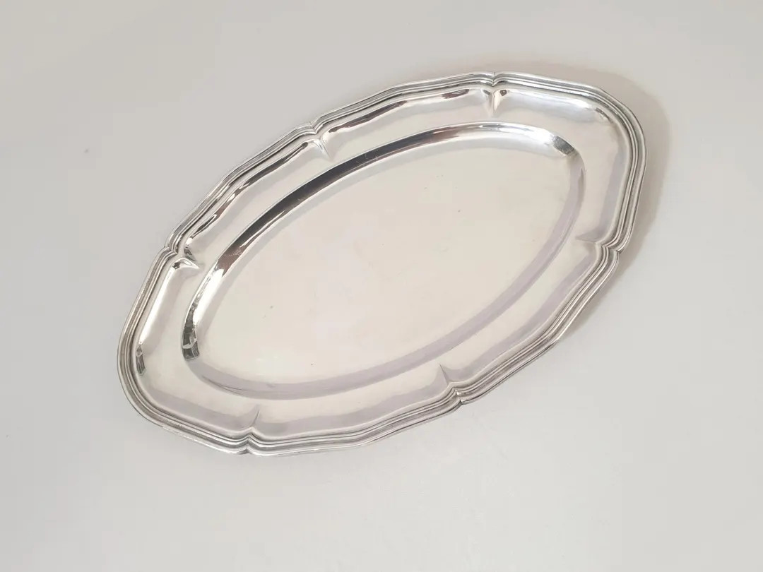 French Vintage Silver Plated Medium Oval Serving Tray - Etsy | Etsy (US)