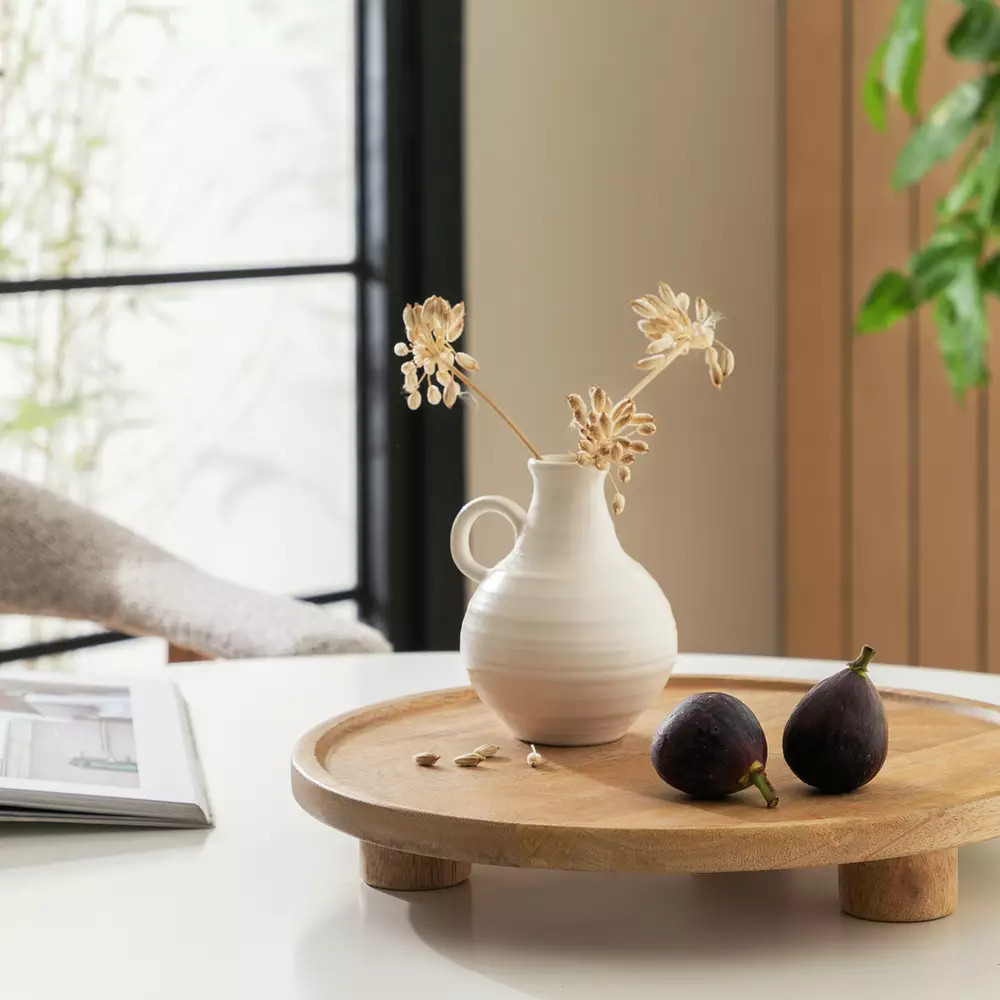 Buy Habitat Mango Wood Pedestal Tray - Natural | Trays | Habitat | Habitat UK