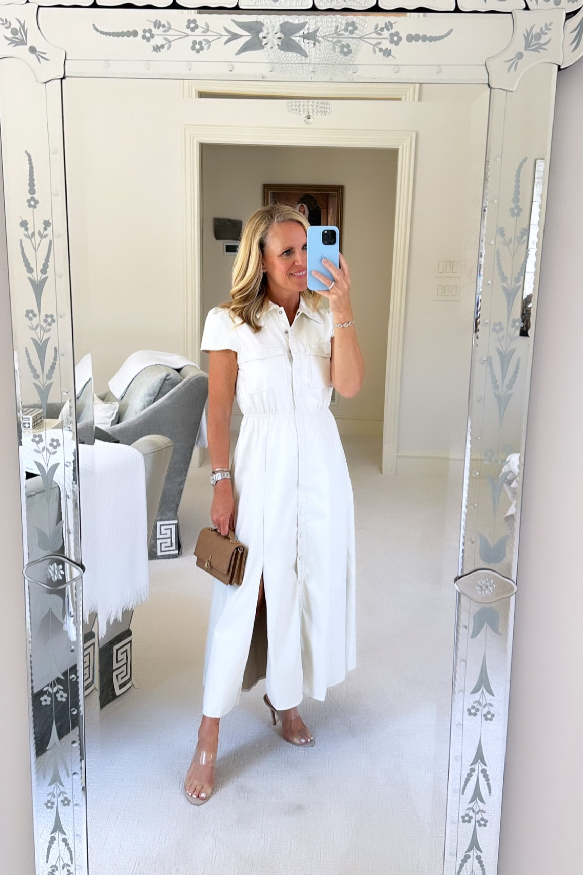 Gorgeous ivory, faux, leather shirt, dress
Fits true to size under $100 
Pair with a neutral accessories 
Perfect for fall transition and early fall 


#LTKover40 #LTKSeasonal #LTKstyletip