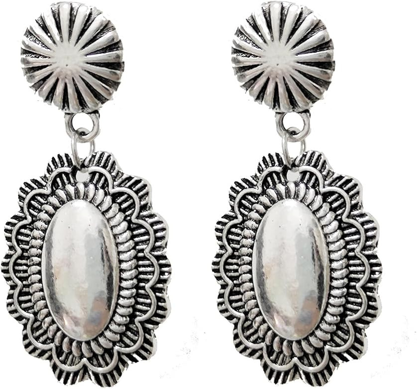 Western Country Earrings Concho earrings Western Cowgirl Cowboy Boot Earrings Triple Concho Drop ... | Amazon (US)
