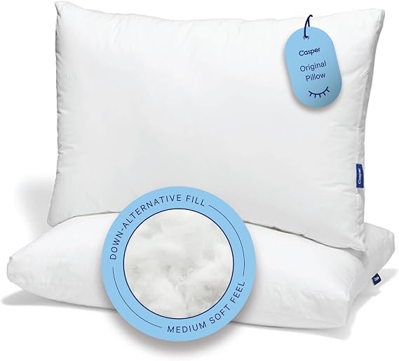 Casper Sleep Original Pillow 2-Pack, King Size – Medium Soft Feel, Down-Alternative Fill, Suppo... | Amazon (US)