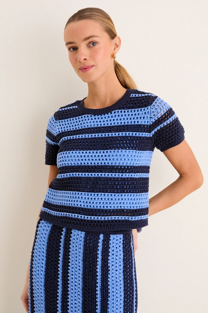 Navy & Baby Blue Striped Knit Ren Top | Tuckernuck (US)