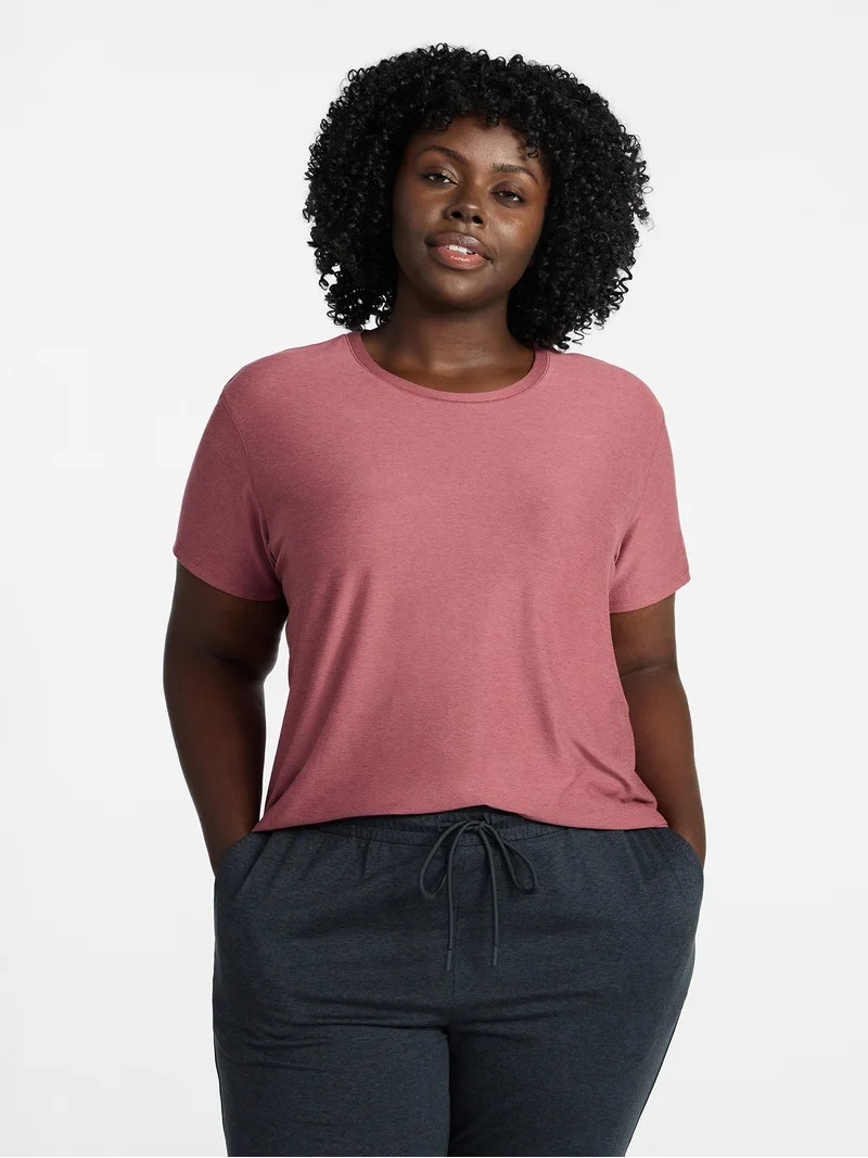 Athletic Works Women's and Women's Plus Relaxed ButterCore Tee with Short Sleeves, Sizes XS-4X | Walmart (US)