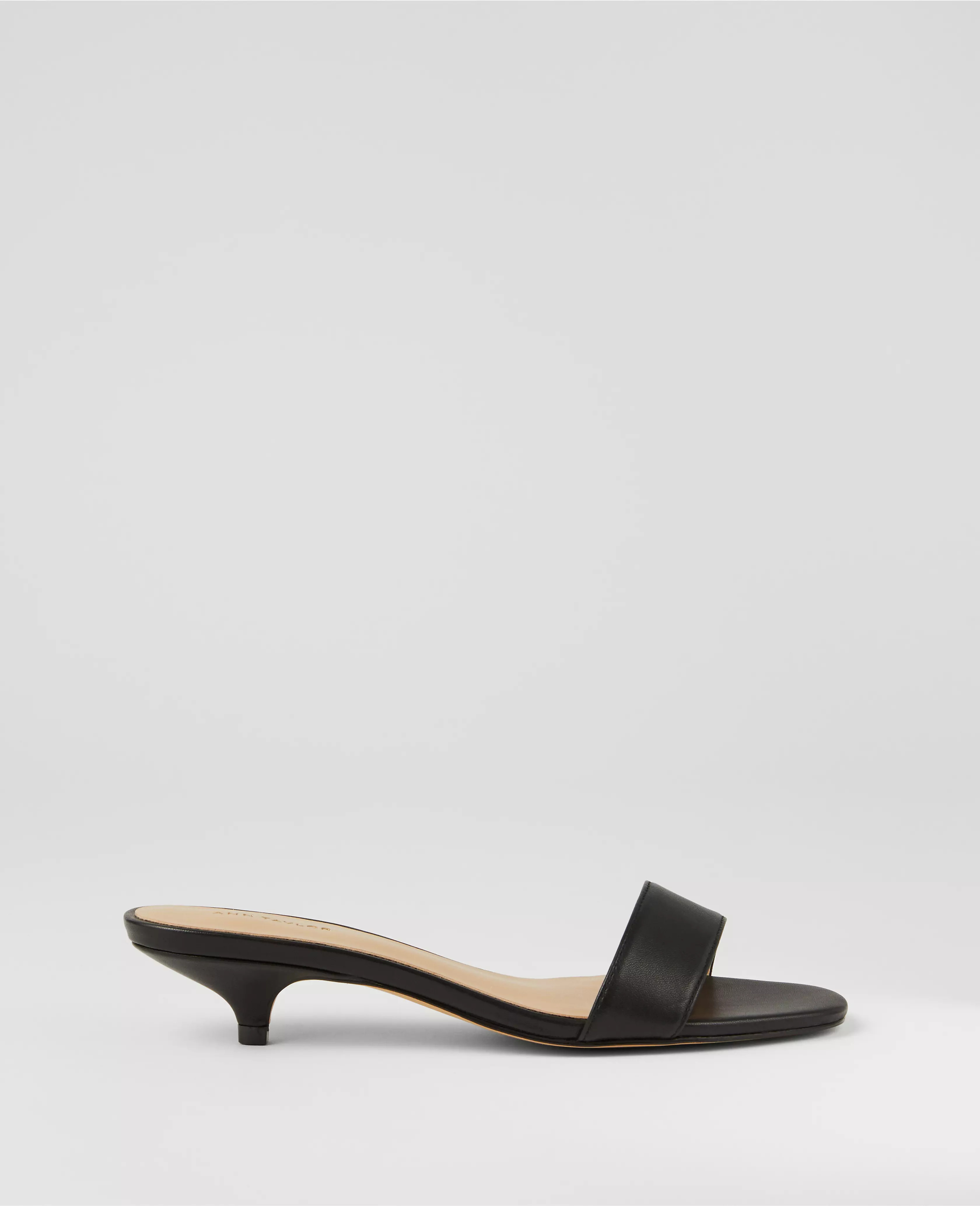 Leather Strappy Kitten Heel Mule Sandals | Ann Taylor