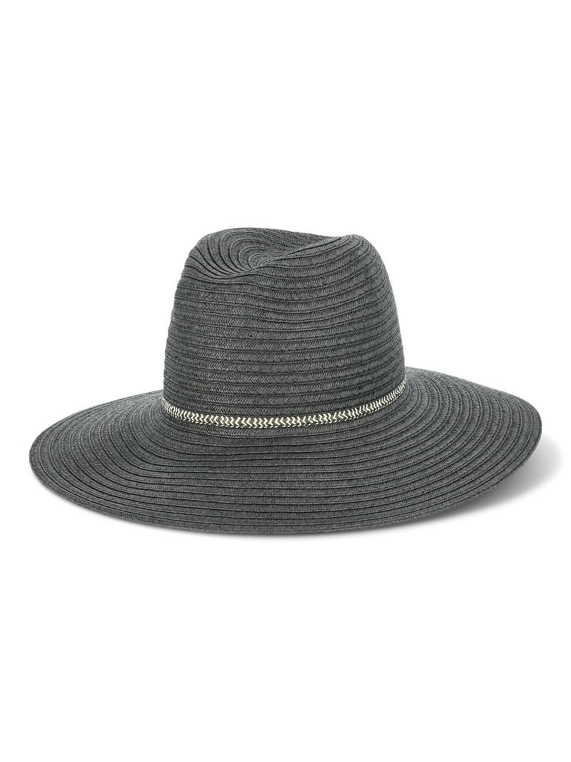 Time and Tru Women’s Wide Brim Mix Stripe Panama Hat, One Size Fits Most | Walmart (US)
