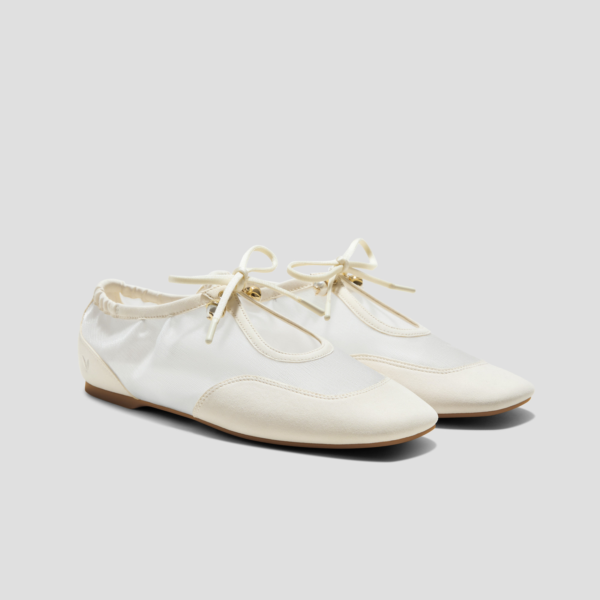 VIVAIA Square-Toe Organza Sneakerinas (Ciara)|CREAM|7-7.5 | VIVAIA