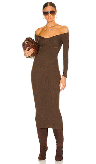 Tucci Knit Bustier Dress in Chocolate | Revolve Clothing (Global)
