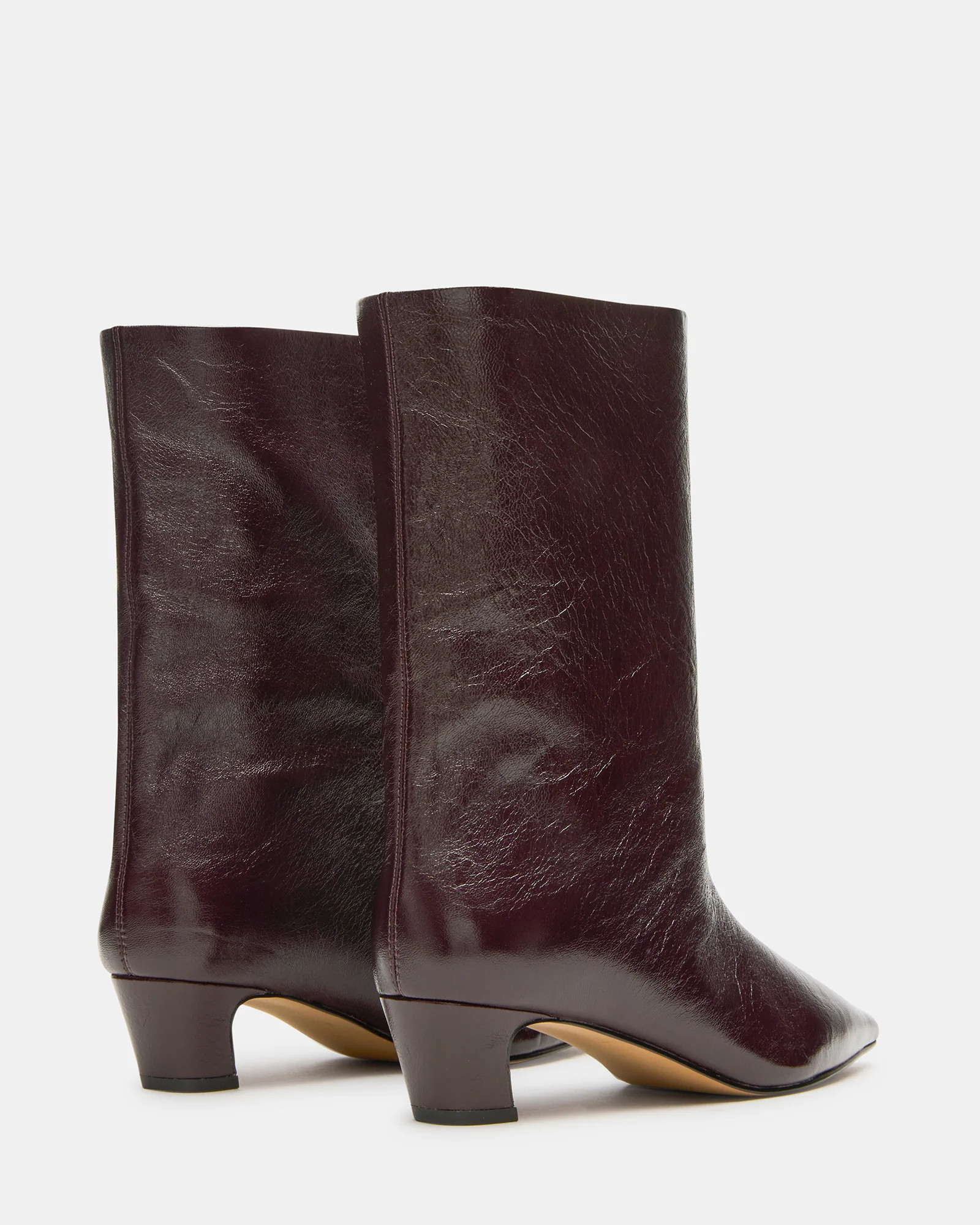 LYTTON Burgundy Patent Pointed-Toe Kitten Heel Women's Ankle Boot | Steve Madden (US)