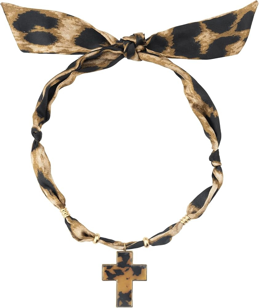 DoDoBeads Cross Scarf Necklace for Women, Bandana Necklace with Chunky Cross and Paperclip Chain,... | Amazon (US)