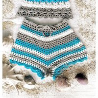 Crochet Summer Shorts, Boho Festival Beachwear, Handmade Striped Hot Pants, Cottagecore Hippie Yoga Fairycore Lounge Shorts | Etsy (US)