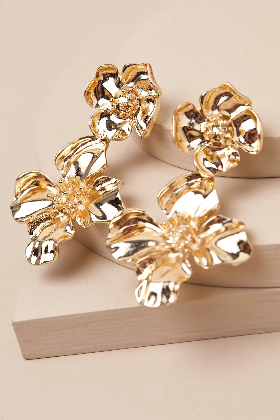 Kimora Gold Flower Statement Earrings | Lulus
