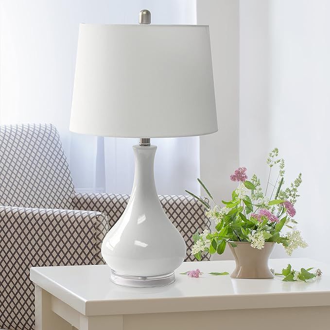 Elegant Designs LT3312-WHT Ceramic Genie Tear Drop Shaped Glossy Table Lamp, White | Amazon (US)