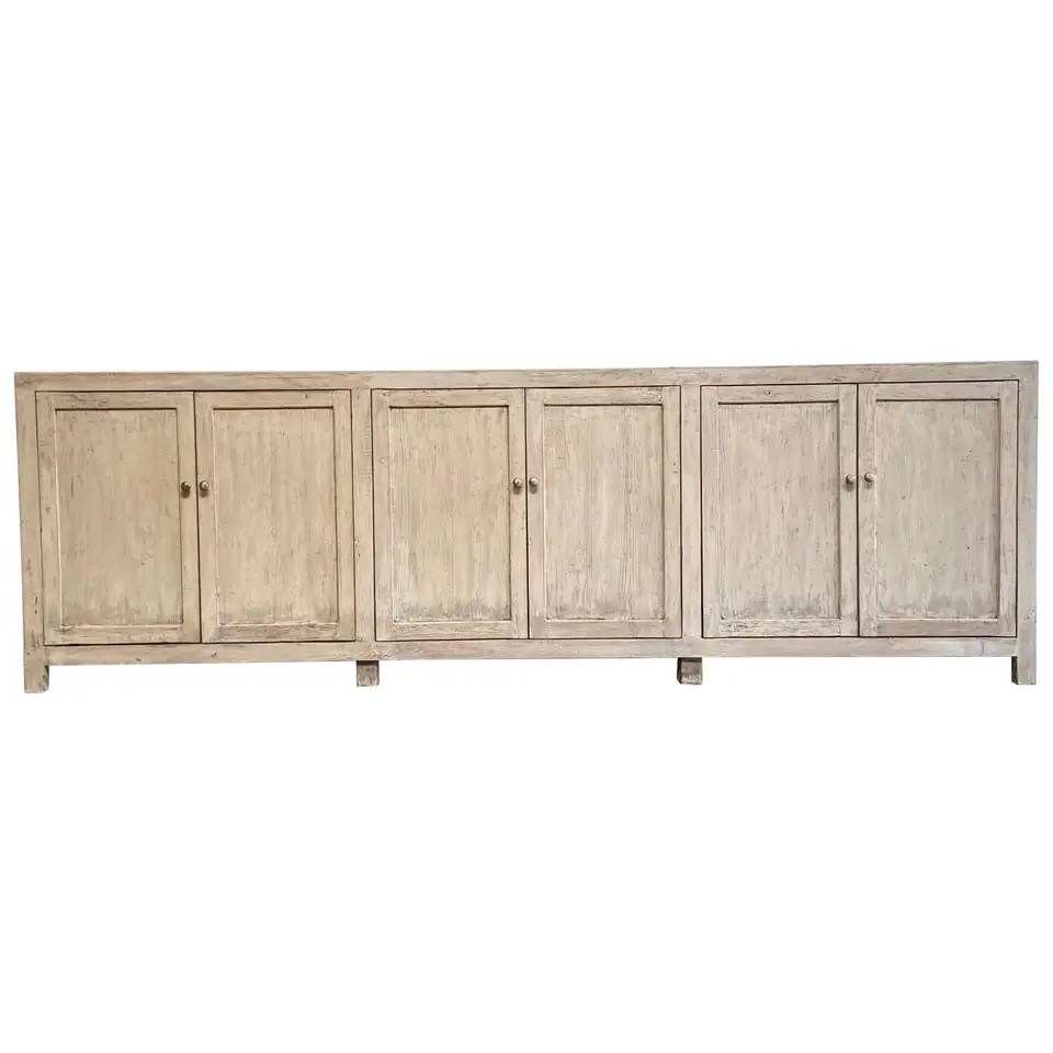 Custom Made Reclaimed Painted and Distressed Cabinet Console with Doors | 1stDibs