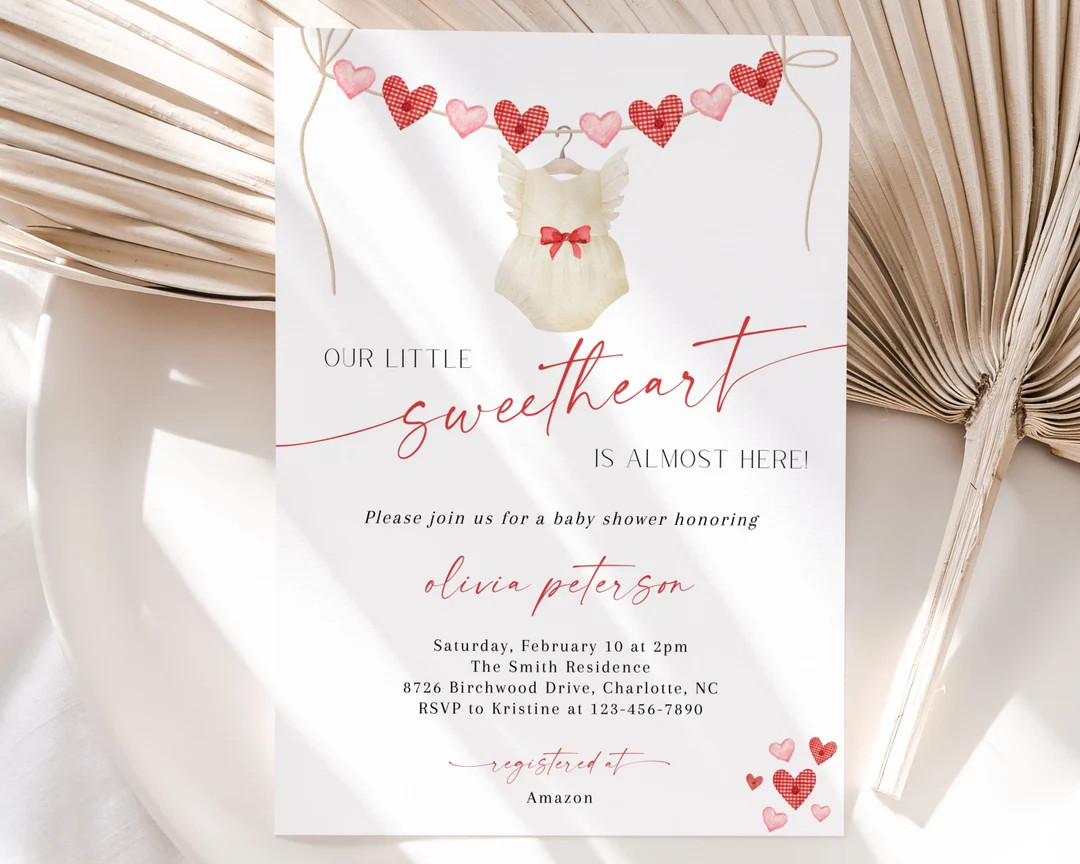 Editable Valentine's Baby Shower Invitation, Printable Girl Little Sweetheart Baby Shower Invite,... | Etsy (US)