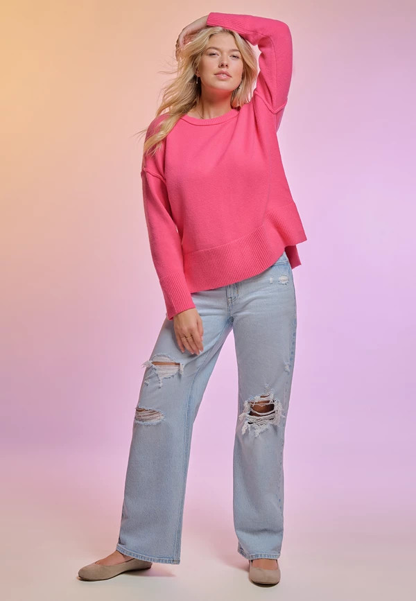 edgely™ High Rise Ripped Wide Leg Jean | Maurices