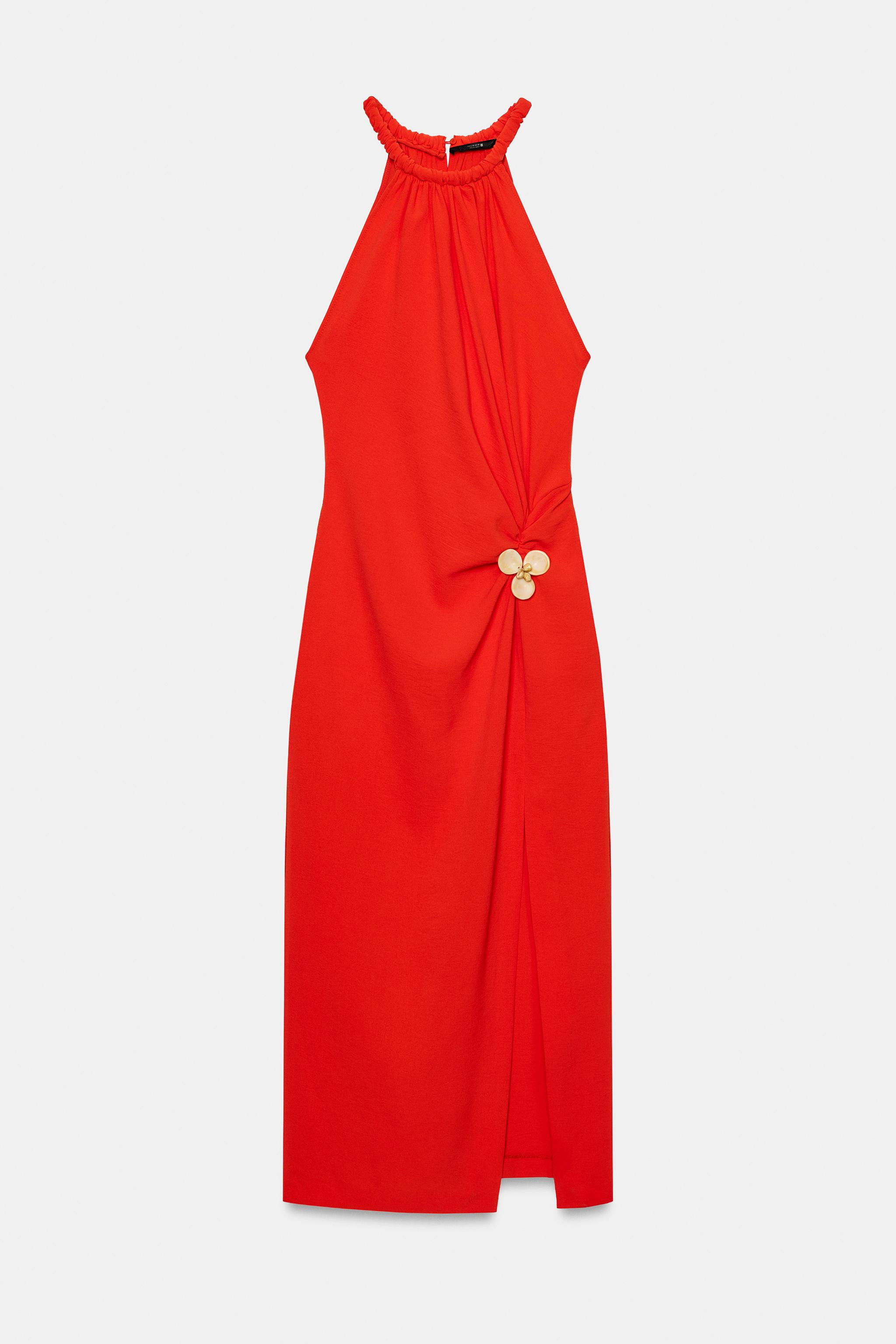 HALTER MIDI DRESS WITH TRIM | Zara US